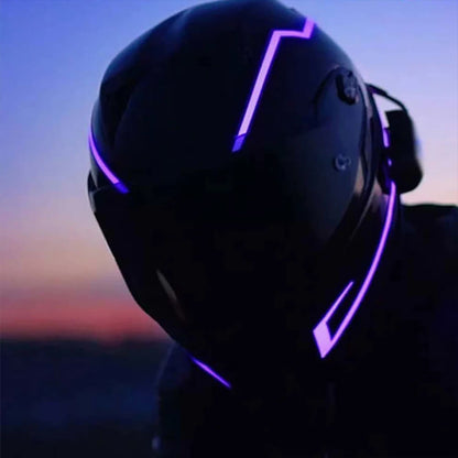 Capacete da motocicleta led luzes de advertência noite equitação capacete do motor tira luz fria el adesivo à prova dwaterproof água acessórios da motocicleta