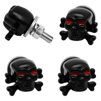 4 Parafusos de Placa de Matrícula com Caveira, Decoração Gótica de Caveiras para Carro, Moto, Caminhão, Veículo