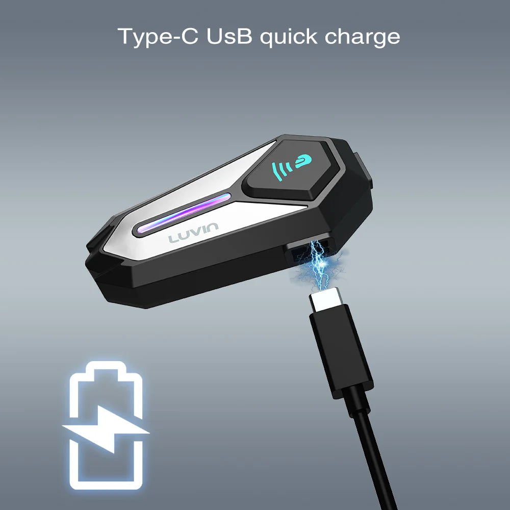 Luvin-G8 Motocicleta Capacete Bluetooth Intercom Headset, impermeável sem fio Interphone, Handsfree Chamada Headphone