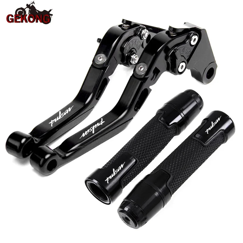 Motocicleta dobrável extensível cnc moto ajustável alavancas de freio embreagem handbar final apertos apto para bajaj pulsar 200 ns/200 rs/200 a