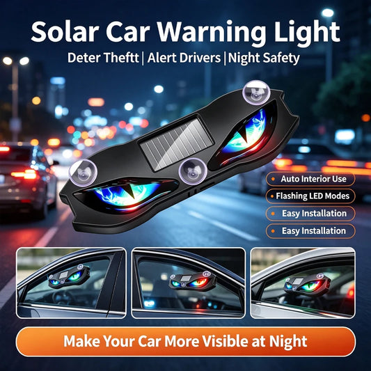 Luz LED para Carro Olho do Diabo Solar+Type-C, Luz de Advertência para Carro, Instalação Sem Fio, Luz Decorativa de Segurança Anticolisão