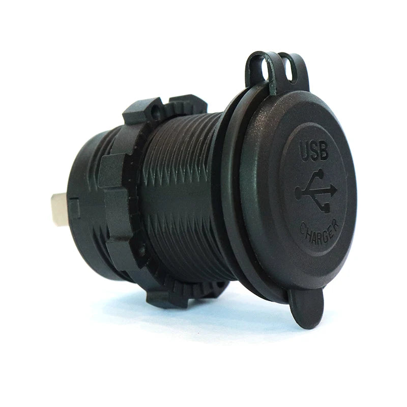 Quick Charge Dual USB Ports Car Charger Waterpoof Fast Charging Socket Power Outlet with LED Light for Motorcycle Car Charge