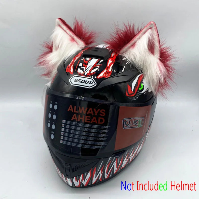 Decoração de capacete elétrico de motocicleta, 3d estéreo, orelhas de lobo, pelúcia dobrável, acessórios de capacete de moto, adesivos, estilo cosplay