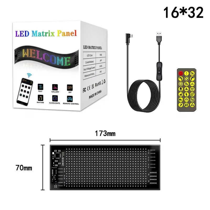 Programmable LED Matrix Pixel DC 5V RGB LED Car Sign Animation Panel DIY Bluetooth App Control LED Panel Flexible Display Light