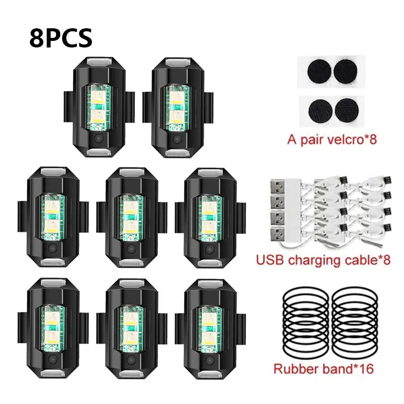 Luz estroboscópica universal para motocicleta, lâmpada de aviso usb para carro, led, anti-colisão, drone, voo noturno, mini luz de sinal piscante