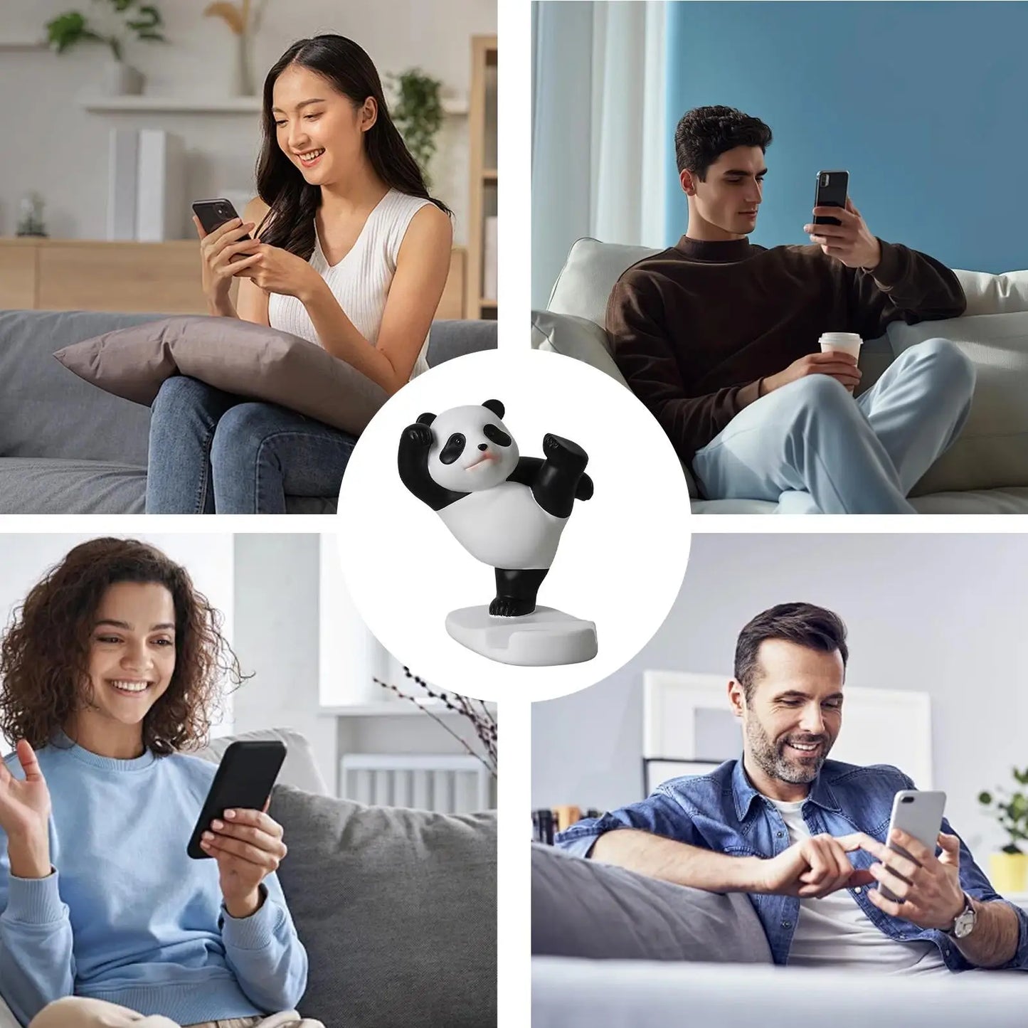 Suporte de Celular Universal Criativo em Forma de Panda para Decoração de Mesa de Escritório em Casa