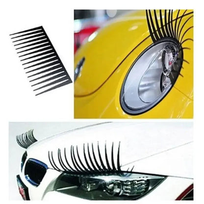 3d encantador preto cílios postiços falso olho chicote adesivo farol do carro decoração engraçado decalque 1 par