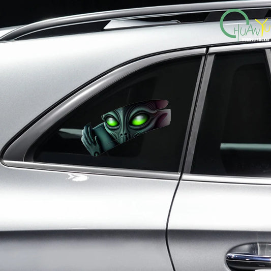 Adesivos de carro alienígena com efeito 3d, para-choque de janela automática, à prova d'água, para-brisa traseiro, decalque de vinil, decoração engraçada de halloween, acessórios para veículos