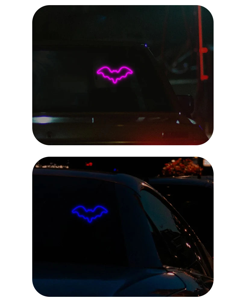 Luz Atmosférica Solar Universal em Forma de Morcego, LED Dinâmico com Gradiente, Acessório de Decoração para Interior de Carro RGB