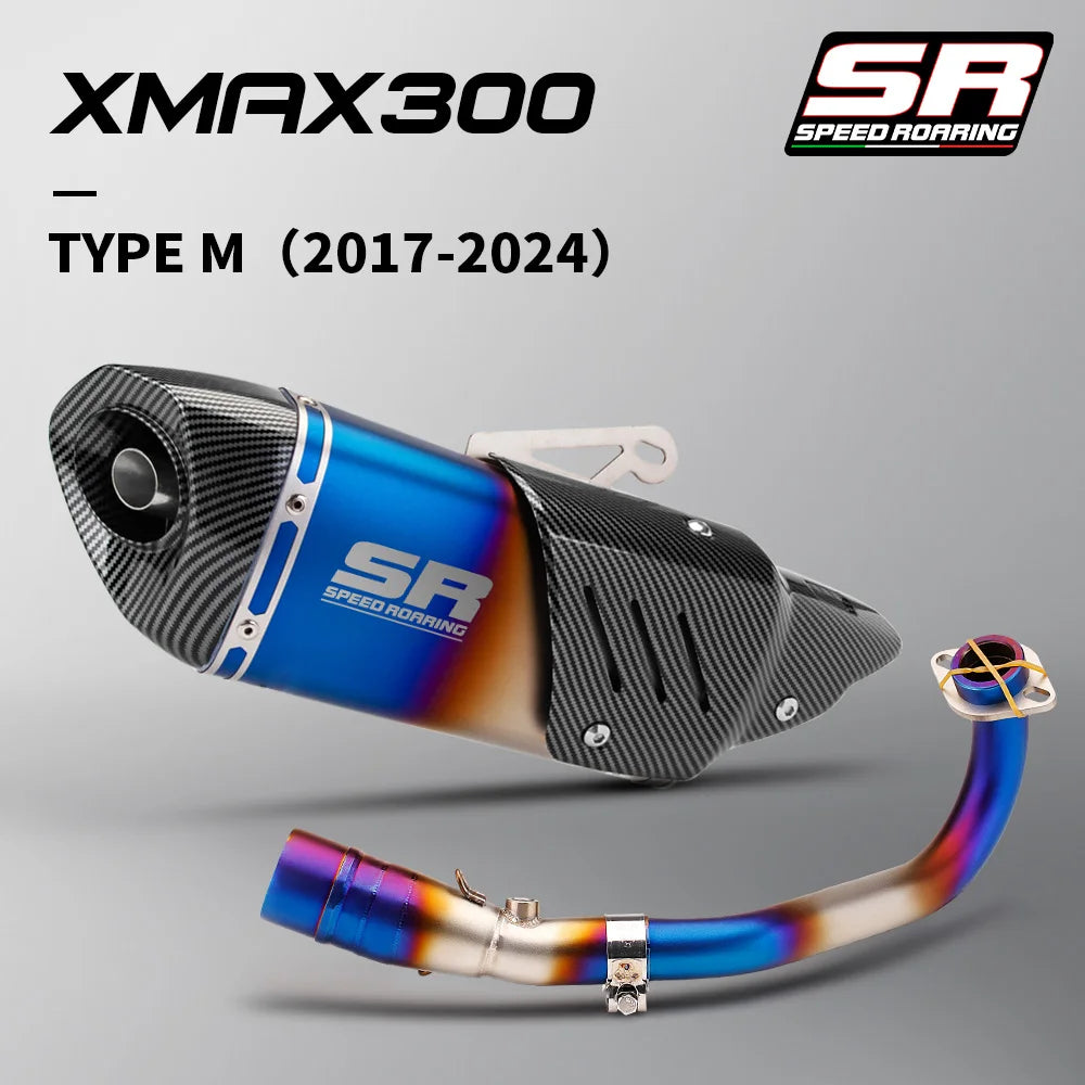 Sistema de escape da motocicleta para xmax300 xmax 250 300 400 2017-2024 tubo de ligação frontal e silenciador