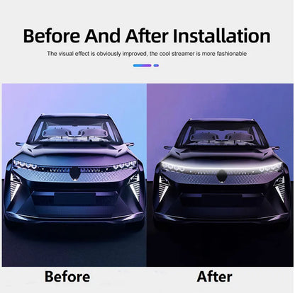Luz led para capô de carro com sinal de seta, digitalização amarela, partida drl, luzes diurnas dinâmicas, lâmpada decorativa automática, 12v