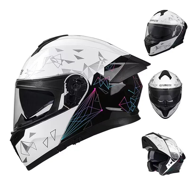 Flip up capacete da motocicleta rosto cheio lente dupla fora de estrada capacete de corrida dos homens cascos para moto capacete de moto dot aprovado