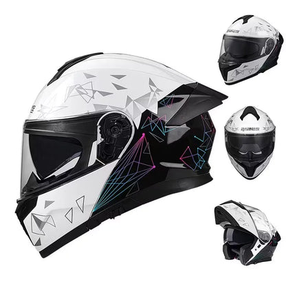 Flip up capacete da motocicleta rosto cheio lente dupla fora de estrada capacete de corrida dos homens cascos para moto capacete de moto dot aprovado