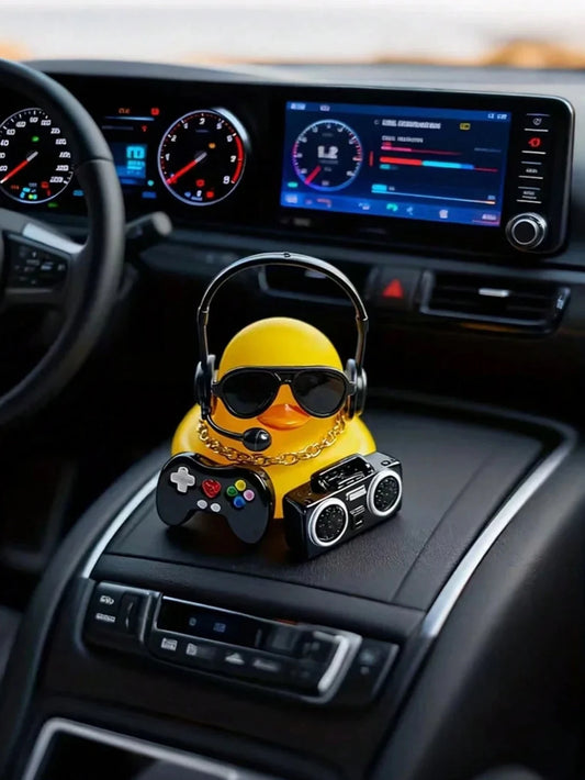 Decoração de Console Central de Carro com Pato Amarelo - Pato Amarelo Estiloso - Acessórios de Interior para Carros, Decoração para Entusiastas de Automóveis