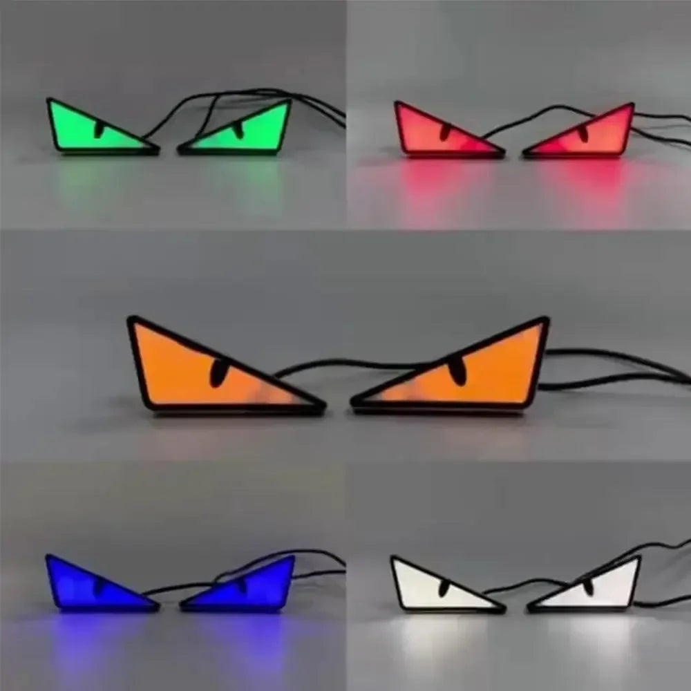2Pcs LED Devil Eyes Light Demon Eyes Headlight Motorcycle Mini Turn Signal Flasher Tail Lamp Auto Decoration Lights Accessories