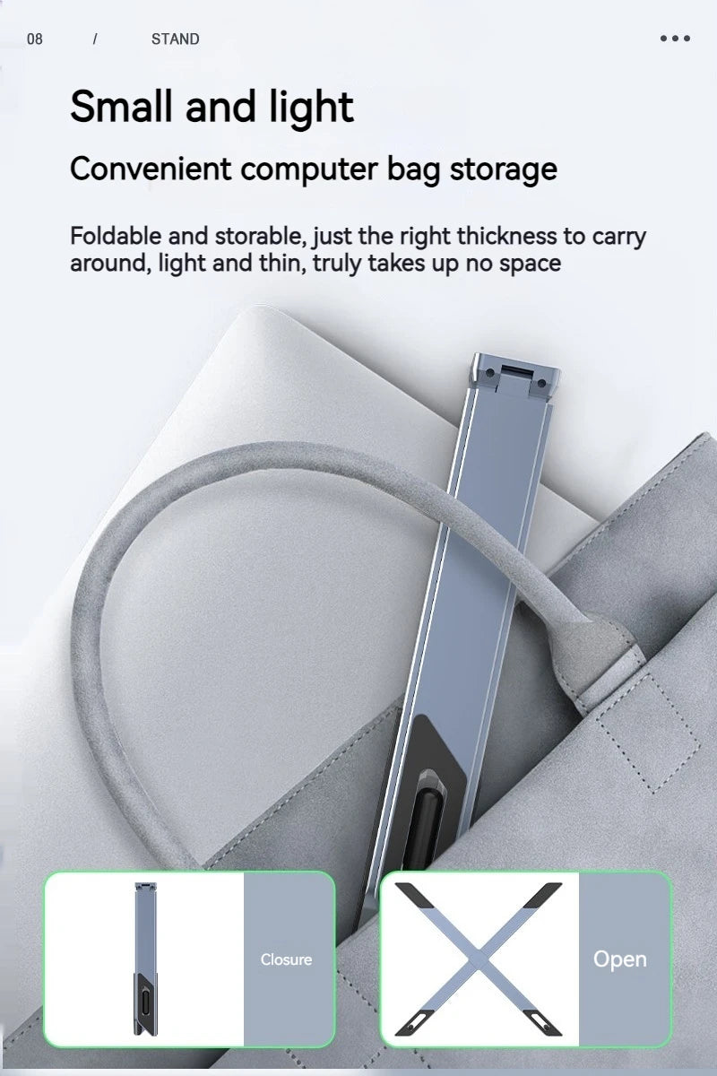 Mini suporte portátil dobrável de metal para laptop, ângulo de mesa ajustável, suporte para notebook, compatível com laptops e tablets de 10 a 17 polegadas