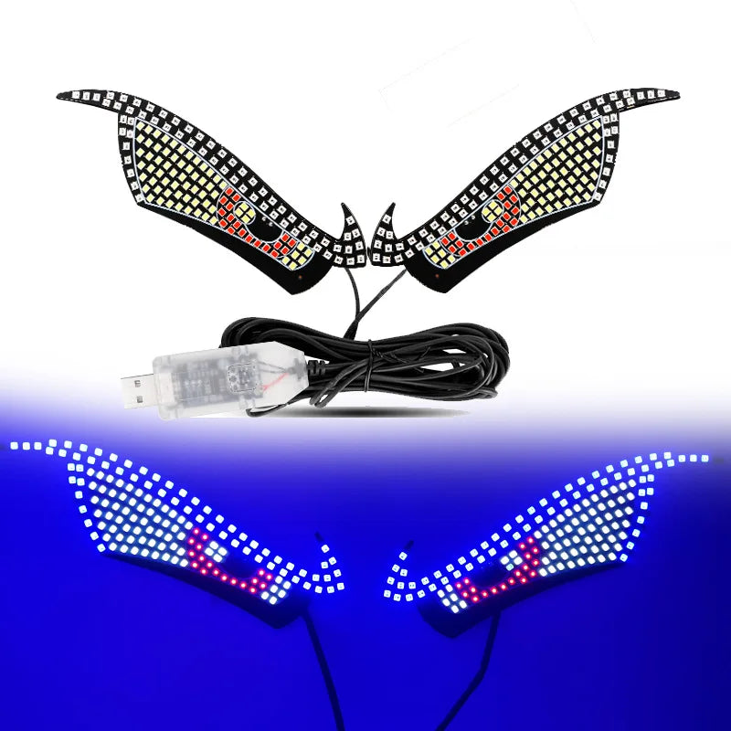 New Devil Eye Car LED Decorative Light Modified Kazilan Big Eye Light Personalized Decoration 11 Modes USB
