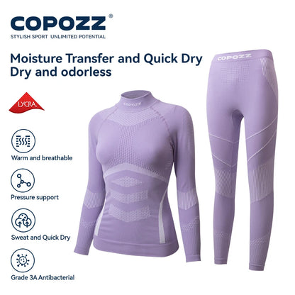 Copozz mulheres homens 3a antimicrobiano esqui roupa interior térmica fitness treino ginásio snowboard esporte pressão suporta quente longo johns