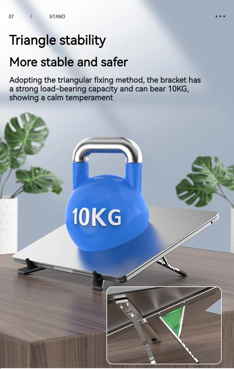 Mini suporte portátil dobrável de metal para laptop, ângulo de mesa ajustável, suporte para notebook, compatível com laptops e tablets de 10 a 17 polegadas