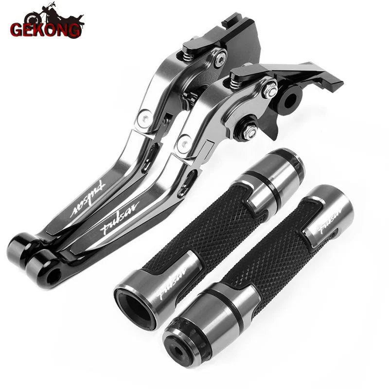 Motocicleta dobrável extensível cnc moto ajustável alavancas de freio embreagem handbar final apertos apto para bajaj pulsar 200 ns/200 rs/200 a