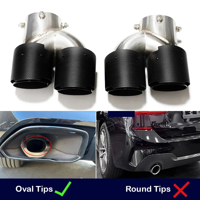 Ponta de escape de fibra de carbono quad para bmw g20 g21 m340i m240i g42 m440i m desempenho silenciador de escape ponta sistema de escape