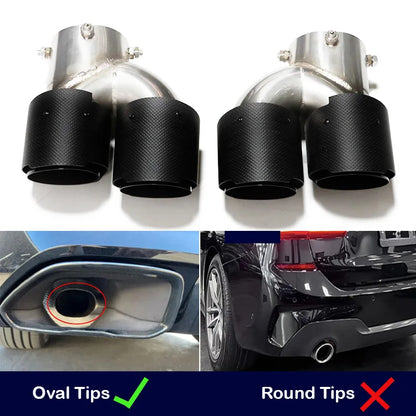 Ponta de escape de fibra de carbono quad para bmw g20 g21 m340i m240i g42 m440i m desempenho silenciador de escape ponta sistema de escape