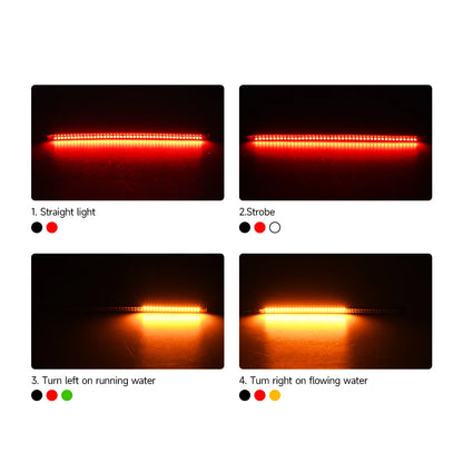 Faixa de luz traseira para motocicleta, led, amarelo, fluxo, luzes indicadoras únicas, lâmpada estroboscópica vermelha, barra de luz de aviso de freio, 12v