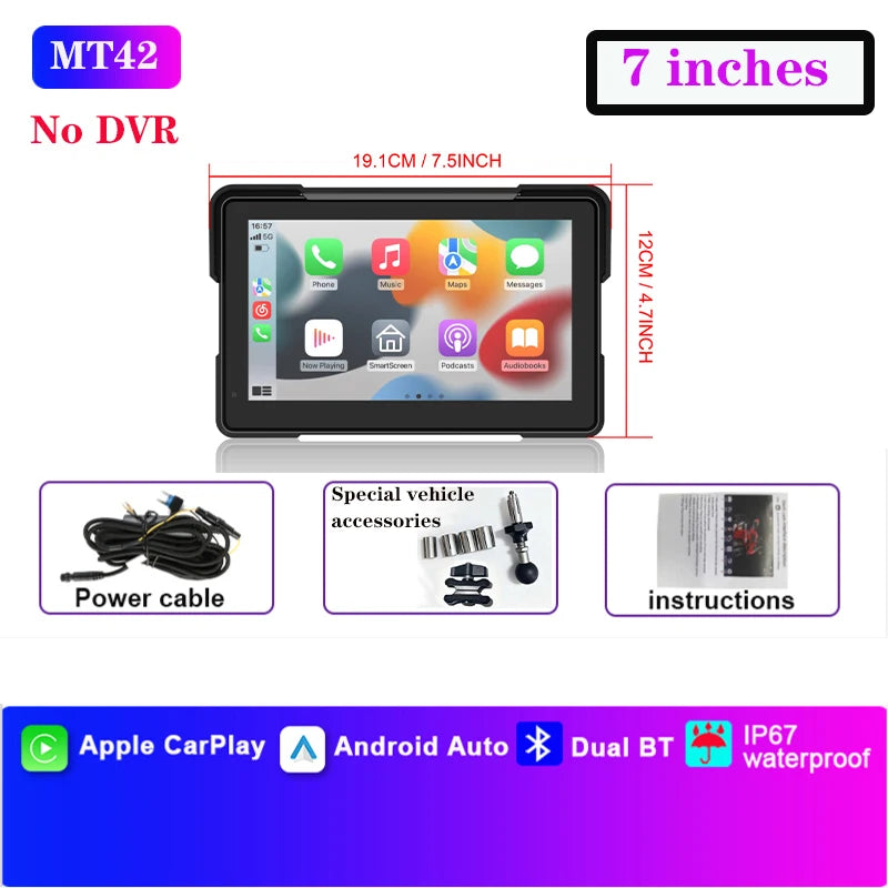 Navegação para Motocicleta à Prova d'Água IP67 de 6.25" para Triumph Daytona 660, Gravador de Vídeo 4K, Carplay Sem Fio, Android Auto, Monitor para Moto