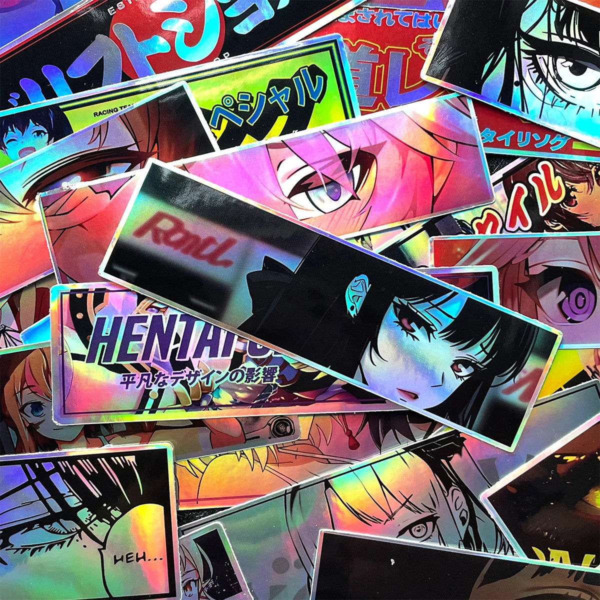32 pçs jdm anime menina motocicleta laser arco-íris adesivos moto bicicleta scooter corpo do carro capacete acessórios de vinil decalque para zontes voge