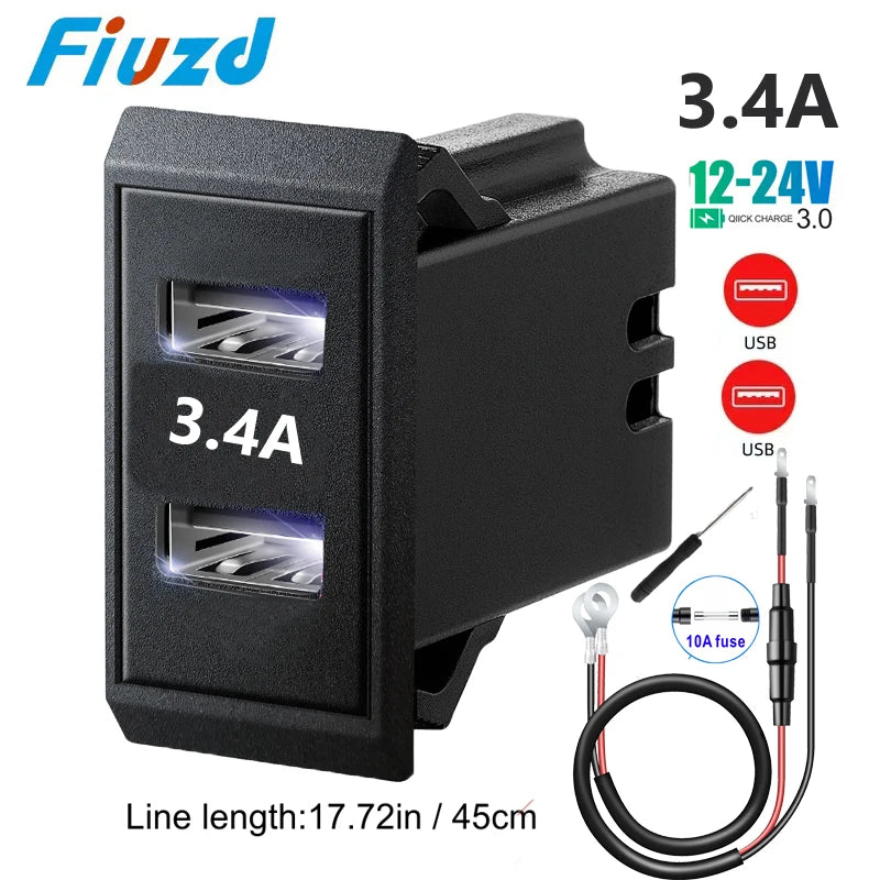 Adaptador de carga rápida rápida 3 portas usb carregador de telefone no adaptador de carregador de carro para 12v/24v caminhão motocicleta rv barco marinho