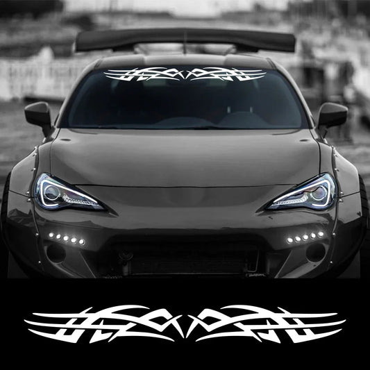 Adesivo de carro estilo chama tribal, adesivo de para-brisa dianteiro e traseiro, acessórios de decoração automática de vinil para bmw audi tesla assento subaru skoda
