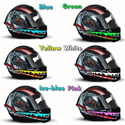 1 Peça Fita de Luz LED para Capacete Estilo Tubarão, Luz Noturna LED para Capacete de Moto, Adesivo Luminoso Modificado