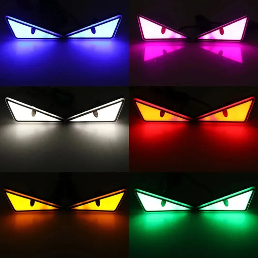 2Pcs LED Devil Eyes Light Demon Eyes Headlight Motorcycle Mini Turn Signal Flasher Tail Lamp Auto Decoration Lights Accessories