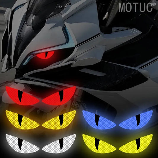 1 Par de Adesivos Refletivos Olho de Gato para Motocicleta, Decalque de Vinil Impermeável Anticolisão para Capacete, Farol, Tanque de Combustível e Scooter