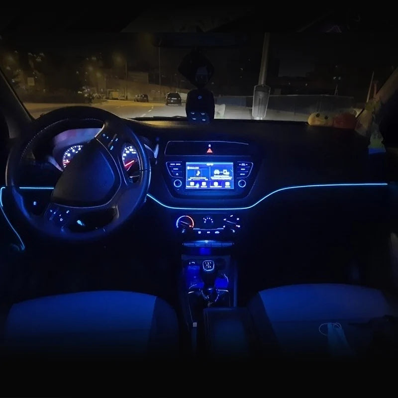 5m Car Interior Atmosfera Iluminação LED Strip 5V DIY Flexível EL Cold Light Line Tube Com USB Auto Decoração Ambient Lamp