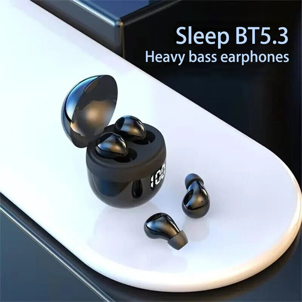 Sk18 mini fones de ouvido invisíveis sem fio bluetooth 5.3 fones baixo dormir com microfone cancelamento ruído hd
