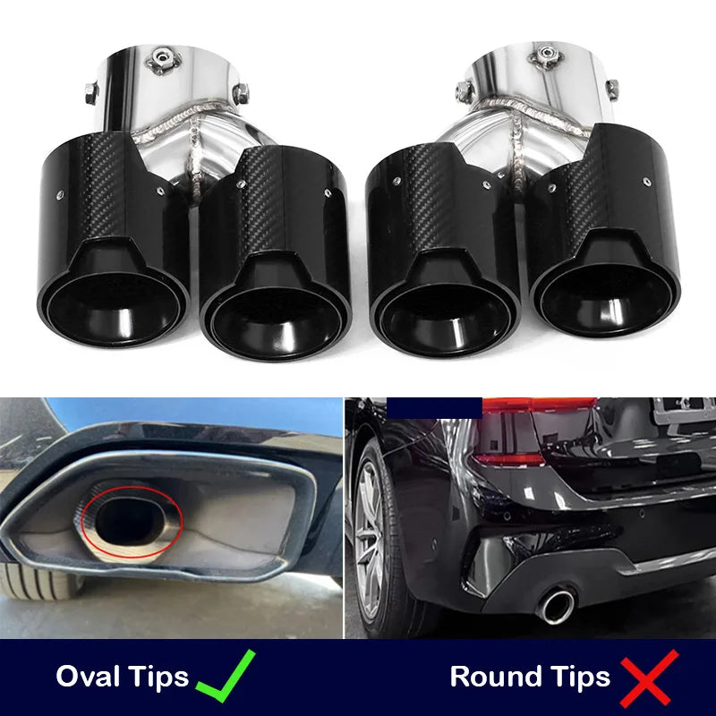 Ponta de escape de fibra de carbono quad para bmw g20 g21 m340i m240i g42 m440i m desempenho silenciador de escape ponta sistema de escape