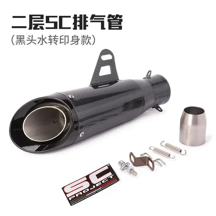 Silenciador de Escape SC de Dupla Camada, Som de Corrida Alto, Muffler Modificado Compatível com Ninja Z250 Z300 ZX10 MT07 MT09 R25 R3 R6
