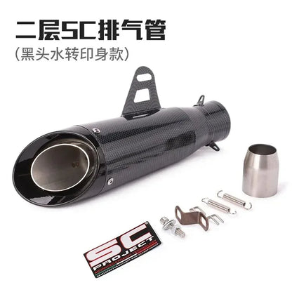Silenciador de Escape SC de Dupla Camada, Som de Corrida Alto, Muffler Modificado Compatível com Ninja Z250 Z300 ZX10 MT07 MT09 R25 R3 R6