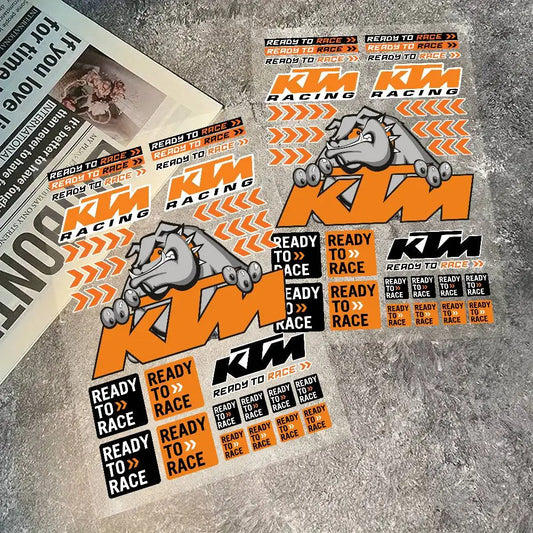 Adesivos Prontos para Corrida: Kit de Decalques para Moto, Capacete, Carroceria, Para-choque e Janelas – Acessórios de Tuning Automotivo para KTM