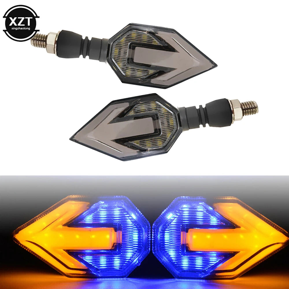 2 pçs/lote universal led sinais de volta da motocicleta luz 12v ip68 à prova dip68 água luzes da cauda azul amarelo luzes traseiras acessórios