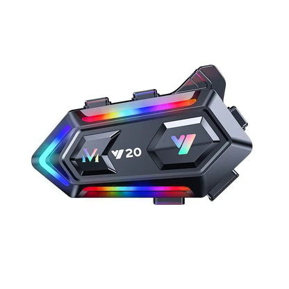 Fone de Ouvido para Capacete de Motocicleta Y20 BT5.3 Sem Fio 400mAh com Redução de Ruído, À Prova D'água, Chamada Mãos-Livres e Luz RGB