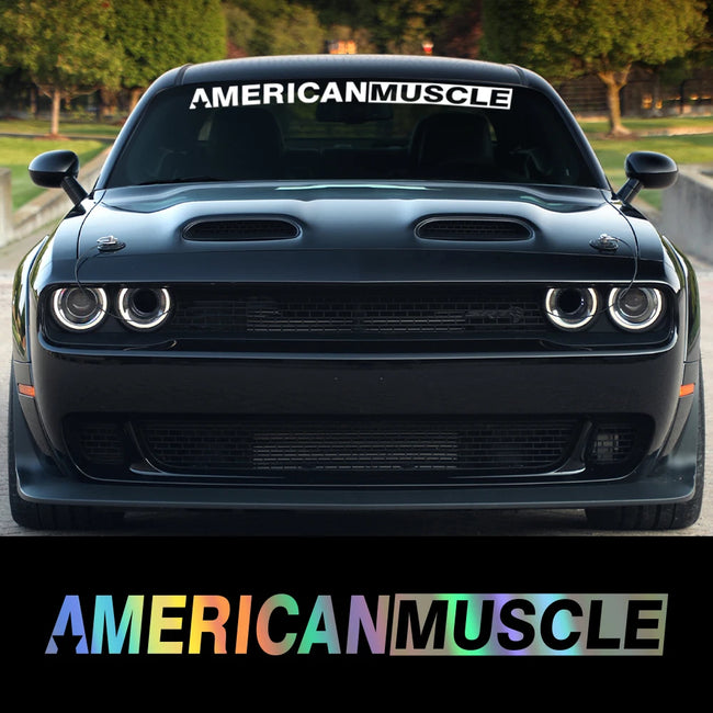 Adesivo de para-brisa de carro muscular americano, decoração de janela frontal, filme de vinil, decalque para challenger mustang camaro, acessórios de ajuste automático