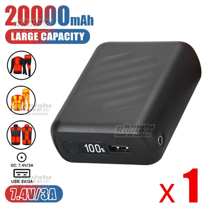 7.4v/3a/20000mah power bank carregador portátil powerbank bateria externa do telefone móvel carregamento rápido para colete aquecido jaqueta calças