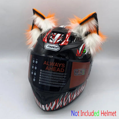 Decoração de capacete elétrico de motocicleta, 3d estéreo, orelhas de lobo, pelúcia dobrável, acessórios de capacete de moto, adesivos, estilo cosplay
