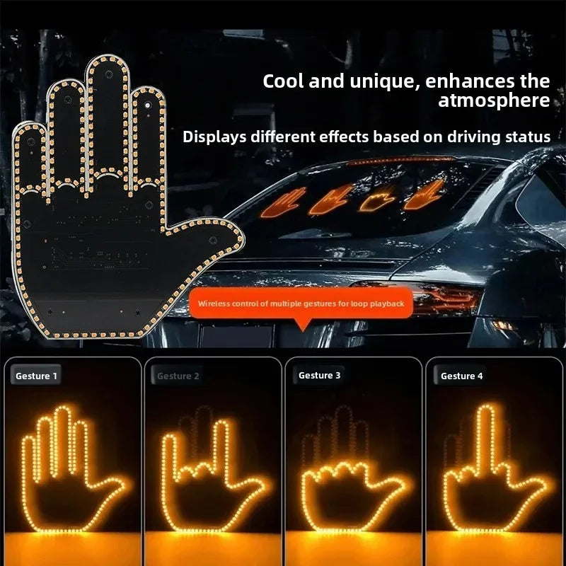 Car LED Funny Facial Expression Light With Remote Control Rear Window Multi-function Warning Reminder Lamp Exterior Accessories