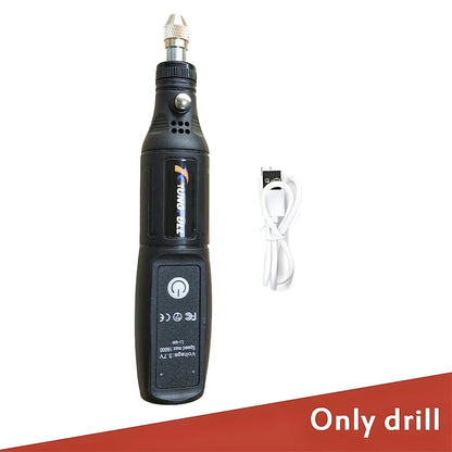 Ferramenta rotativa mini sem fio, furadeira elétrica, caneta de gravação recarregável por USB, para uso manual, polimento, perfuração, entalhe e trabalhos de bricolagem.