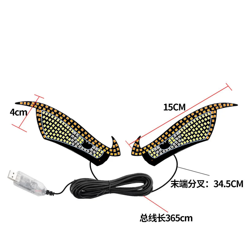 New Devil Eye Car LED Decorative Light Modified Kazilan Big Eye Light Personalized Decoration 11 Modes USB