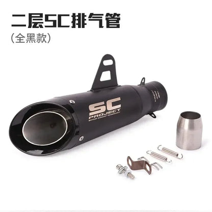 Silenciador de Escape SC de Dupla Camada, Som de Corrida Alto, Muffler Modificado Compatível com Ninja Z250 Z300 ZX10 MT07 MT09 R25 R3 R6