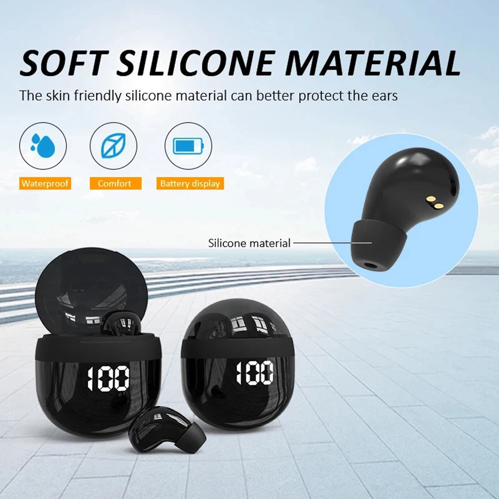 Sk18 mini fones de ouvido invisíveis sem fio bluetooth 5.3 fones baixo dormir com microfone cancelamento ruído hd
